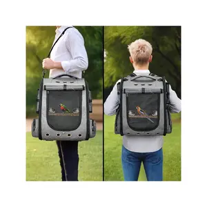 Bird Carrier Bag With Sunshade, Bird Travel Cage With Perch Stand, Large Bird Carrier Backpack, Portable Rabbit Carrier Travel Bag, Pet Transparent Breathable Travel Carrier