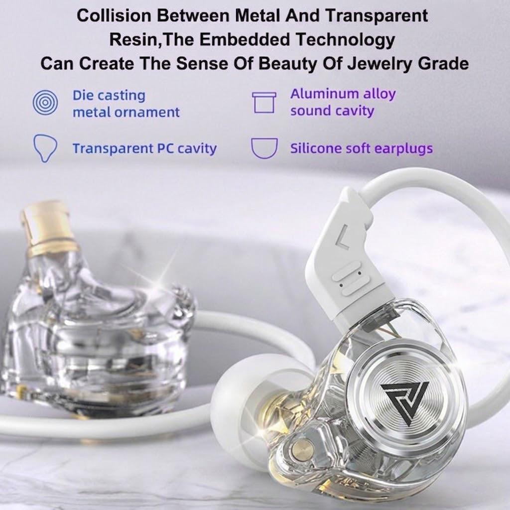 QKZ AK3 Portable Wired In-Ear Earphone, Wired Headphones With Mic, HiFi Subwoofer Noise Cancelling Wired Earphones for Game Sports, 3D Stereo Sound Headphones For Gym & Sports & Game, Headphones 8D Audio, Electronic Audio Earbud in-ear monitor HiFi Heavy