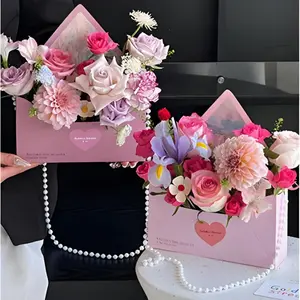 5 Valentine's Day Envelope Boxes--Valentine's Day Bouquet Gift Box, Fashionable Paper Gift Box, Suitable for Valentine's Day, Birthdays, Weddings, Baby Shower Decoration Box, Valentine's Classroom Gifts, Valentine's Gifts
