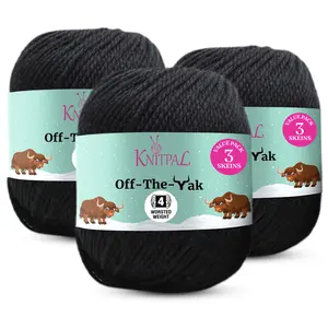 Medium Worsted Weight Wool Acrylic Blend Yarn, 3 Skeins, 360 yds/300g - KnitPal Off-The-Yak Wool Yarn for Knitting and Crocheting, Bouncy, Slight Drape, Excellent Definition, Natural, Warm and Sheen