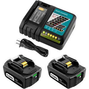 2 Packs BL1850B 18 Volt 5.0Ah  and Charger Replacement for Makita18v  and Charger