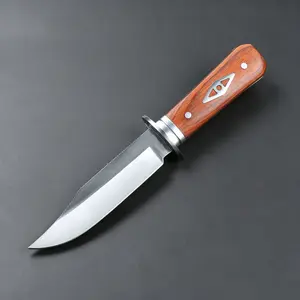 Outdoor camping straight knife steel Blade material wood  handle tactical  survival knife Fishing Tools