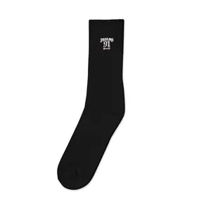 Monochrome Minimalist Embroidered Crew Socks