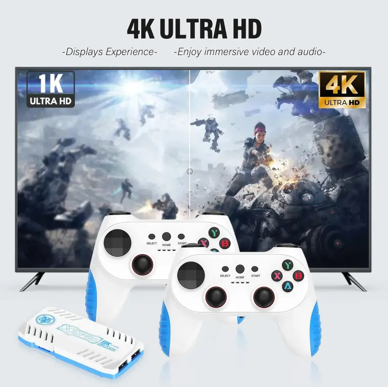 2026 X10 Pro Retro Video Game Machine 128GB Storage Plug&Play HDMI Game Console Dual Wireless Controllers SF3000HD Preloaded Retro Classics & Minecraft Family Gaming Gift For Adults