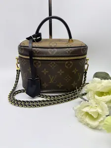 Pre-owned Louis Vuitton Vanity PM Monogram Canvas Bag with Top Handle & Chain Crossbody Strap
