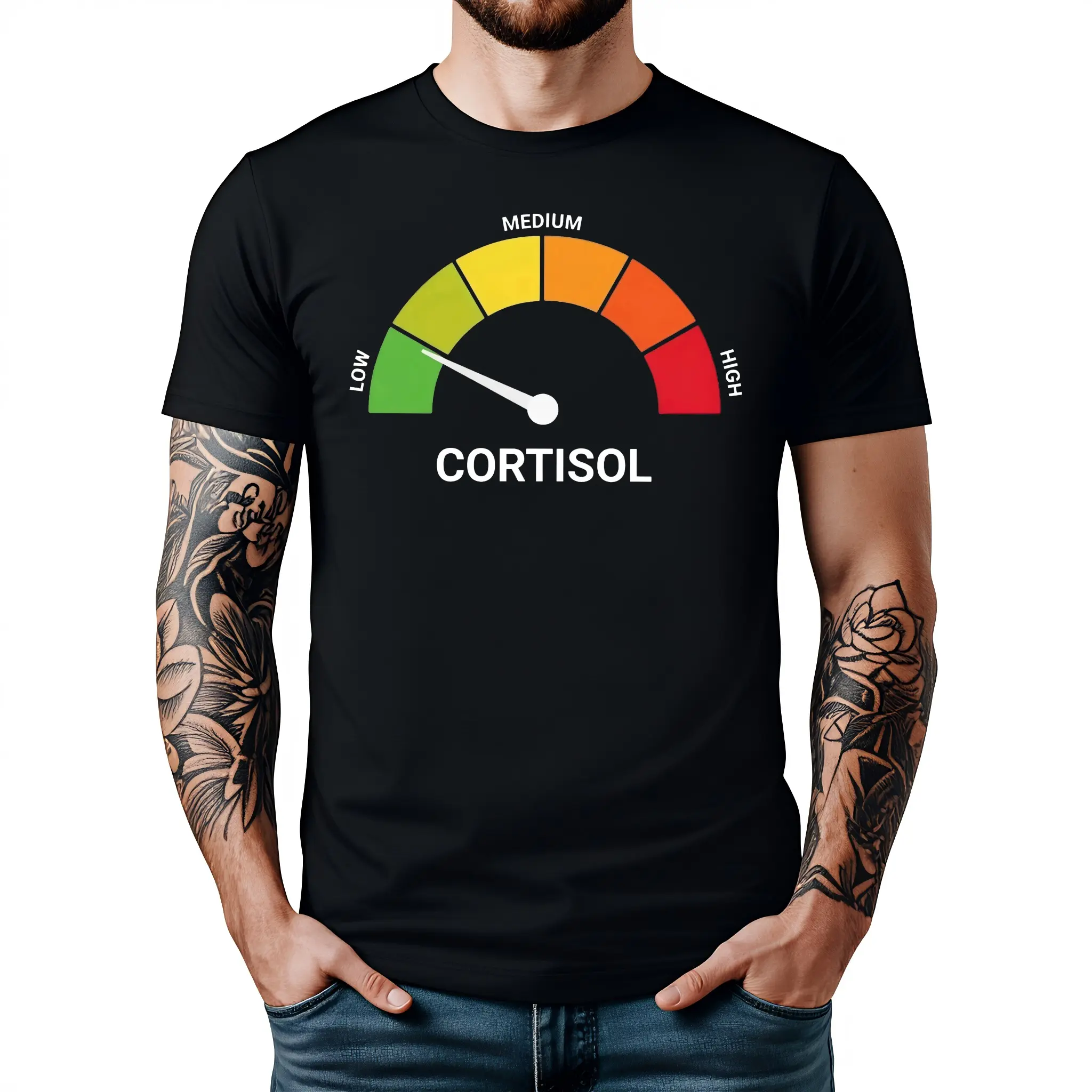 Low Cortisol Level Unisex Funny Stress Humor Graphic T-Shirt,Funny T Shirt,Graphic T Shirts,t shirts for men,t shirts for women,men's t shirts,women's t shirts,good graphic tees,funny graphic tee,trendy t-shirts,graphic tees,custom t shirts,Vintage Cotton