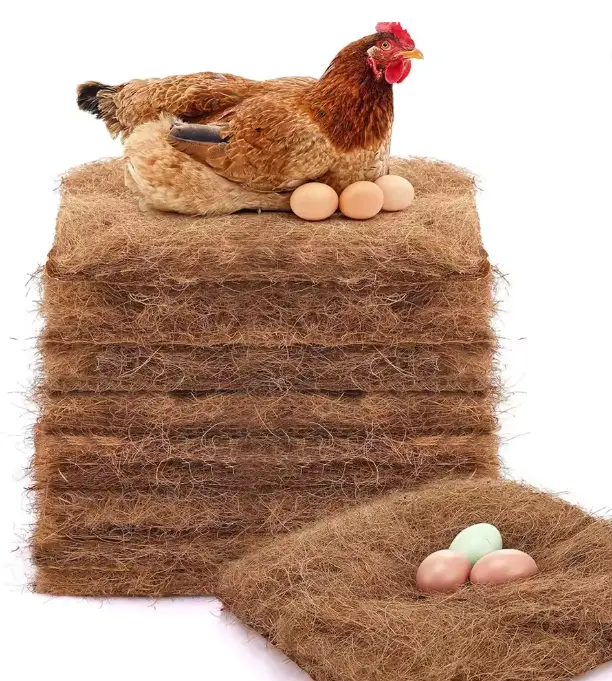 24-Pack Chicken Nesting Pads - 30x30cm Natural Coconut Coir Liners, Convenient Value Pack for Chicken Coop Enclosure, Reusable/Disposable Backyard Bird Accessory for Cleaner Eggs & Healthier Hens