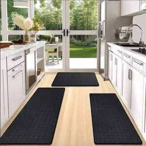 Yamaziot Anti Fatigue Kitchen Mats for Floor Set of 3 Cushioned Kitchen Rug Sets 3 Piece Non Slip Kitchen Rugs and Mats Waterproof Comfort Standing Mat Runner for Home Office,Sink,Laundry