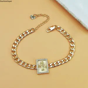 Bestselling Vintage Jude Portrait Pendant Bracelet, Punk Style Retro Chain for Men & Women, Maillard Color Aesthetic Jewelry, Trendy Matching Couple Bracelets, Stylish Streetwear Accessory for Daily & Party Looks