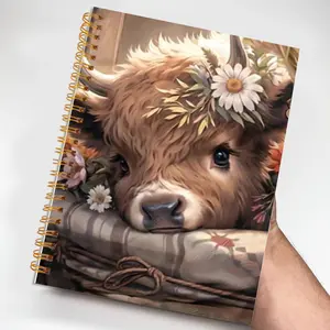 1pc Cute Animals Ox Head Notebook Spiral Notebook Journal Perfect Gifts Writing Notebook Diary NoteBook Bible Verse Office Stationery School Supplies Birthday Christmas Gift 5.5x8.3in with 50 Pages