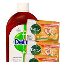 Dettol 1 litre bottle & 4 re-energize bars