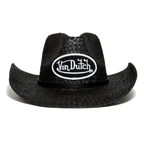 Von Dutch Black & White Classic Cowboy Hat, Casual Cowboy-Inspired Hats for Everyday Wear, Cowgirl and Outlaw Style Decorative Headwear