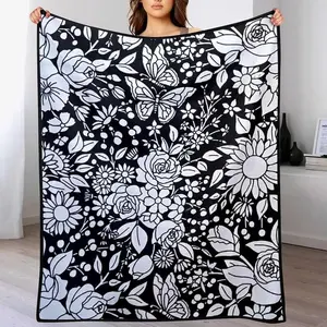 DIY Colorable Cartoon Throw Blanket, Soft Warm Flannel Blanket for Bedroom & Couch, Creative Coloring Design with Kids Art Style, Ideal Gift for Children & Art Lovers, Birthday, Holiday, Countdown Sale!