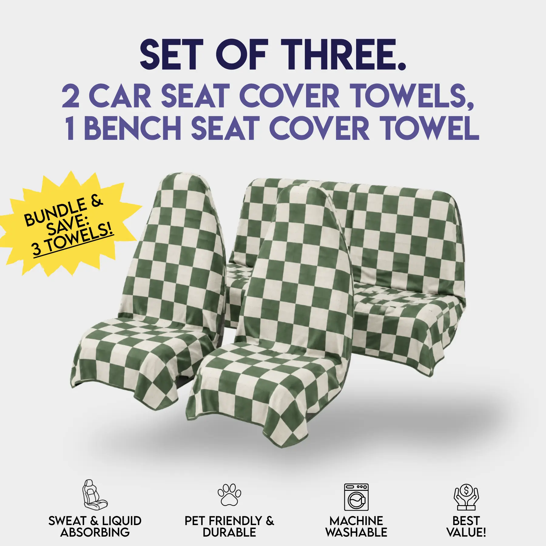 Sets of 3: Car Seats and Bench Seat Cover Towel!