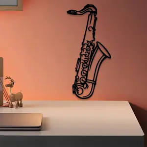 1pc Saxophone Metal Wall Art, Saxophone Statue Mural, Perfect for Music Room Wall, Modern Decor, Ideal Gift for Musicians, Rust-Resistant Metal