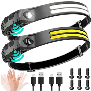 2PCS Rechargeable LED Headlamp - 230° COB Super Bright Head Lights for Adults