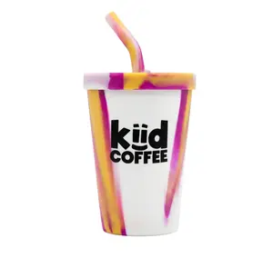 Silicone Kids Cup with Lid and Straw, Suitable for Beverages, Drinks, Official Kiid Coffee | 10 Fl Oz