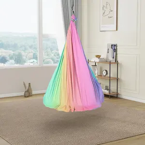Sensory Swing, 55" x 59" Dual-Layer Therapy Swing for Autism, Double Layer Therapy Cuddle Swing with 360° Swivel Hanger, Indoor Outdoor Sensory Hammock for Autism, Anxiety, ADHD, Holds Up to 300 LB