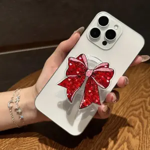 Red Heart Bow Magsafe Grip, Magnetic Phone Holder, Aesthetic Pop Socket for Phone, Gift for Her