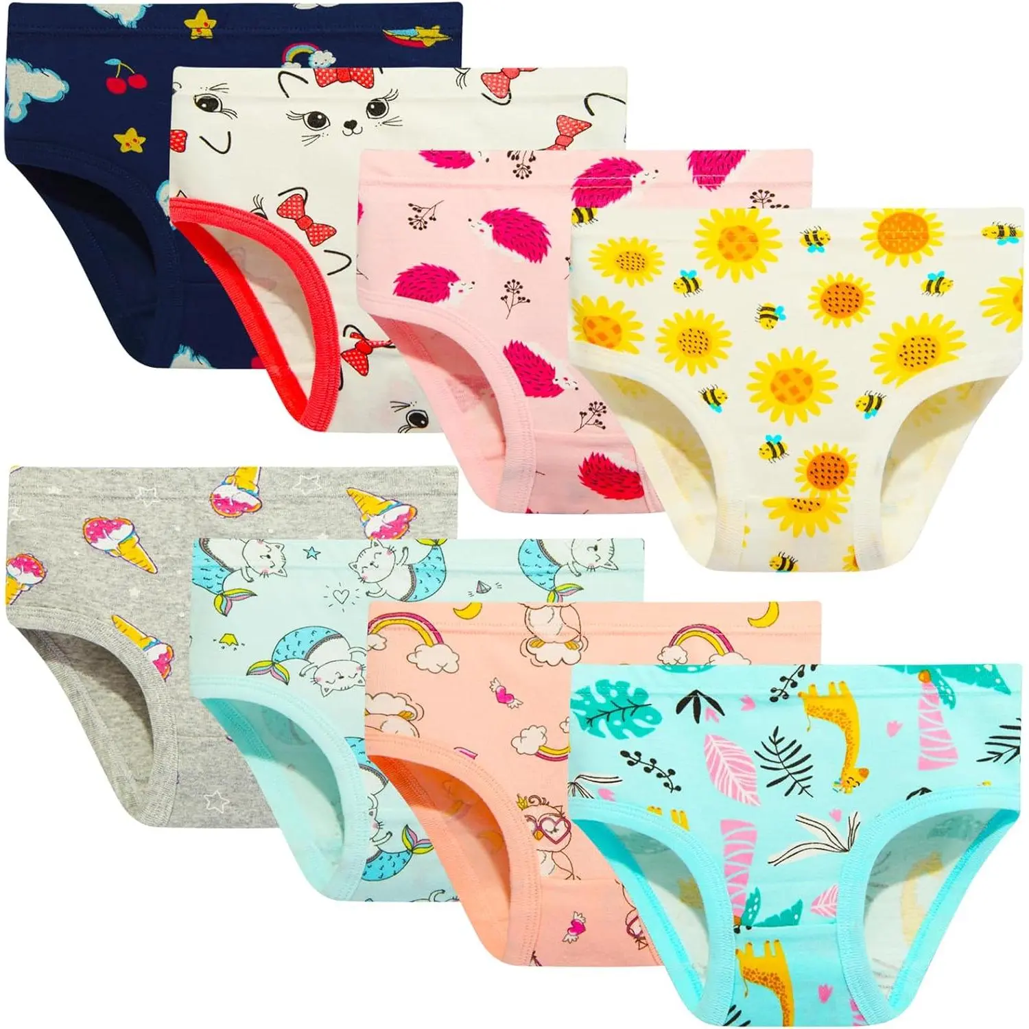 XY-UDW04 Girls' Cotton Brief Breathable Toddler Panties Kids Assorted Underwears 6-8 pieces