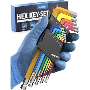 Hardware supplies STONE REEF 13-Piece Metric Allen Key Set – Long Arm Hex Wrench Set (0.7 mm to 10 mm) – Chrome Vanadium Steel – Ball End L-Shaped Hex Keys for Furniture, Bikes & Machinery