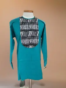 African Mens Cyan Blue Long Sleeve Dashiki 2 Piece Set