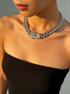 Rhodium Plated  Unisex Cuban necklace/bracelet Brand new "S" logo design |   The latest electroplating Rhodium-plating ocess for rust evention |    hip-hop style fashion items |   The best gift for men and women |   Couples' style |   6mm/8mm/10mm/12mm/14