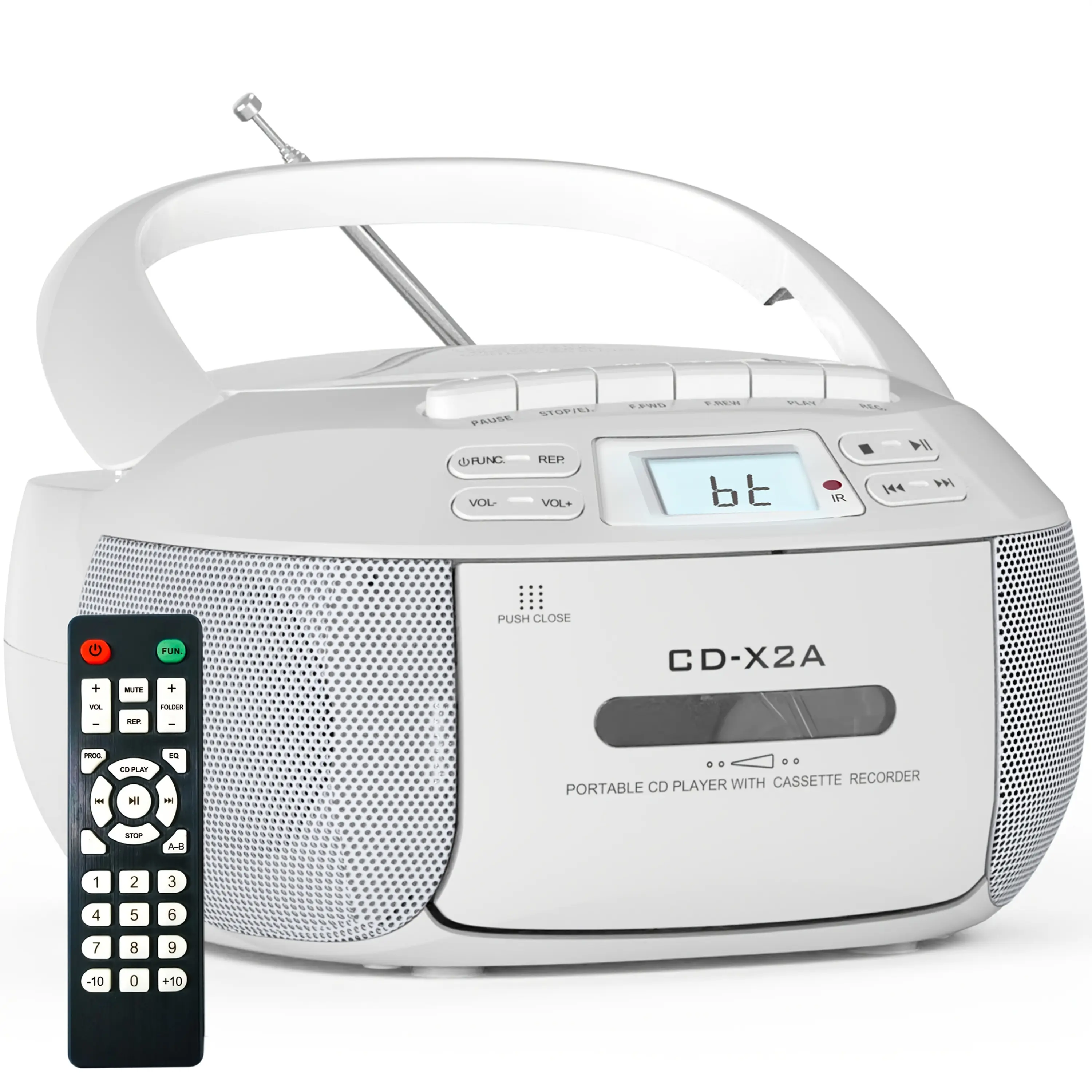 CD & Tape Combo BoomBox with AM/FM Radio, Vintage Stereo Speaker System, LCD Display, AC-Powered (120V) - Compatible with AUX, Headphones - for Home, Bedroom, Office - Nostalgic Retro Design, Bedroom Entertainment, Classic Boombox, Music Enthusiasts