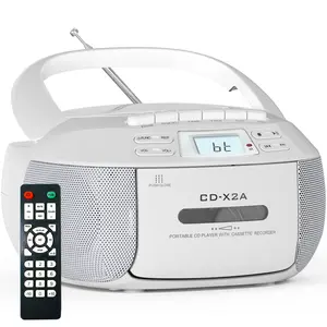 CD & Tape Combo BoomBox with AM/FM Radio, Vintage Stereo Speaker System, LCD Display, AC-Powered (120V) - Compatible with AUX, Headphones - for Home, Bedroom, Office - Nostalgic Retro Design, Bedroom Entertainment, Classic Boombox, Music Enthusiasts