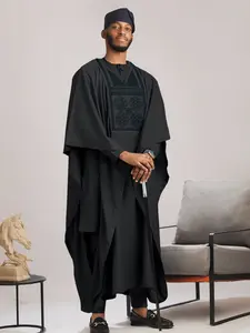 Men's African Style 3-Piece Set, Top Bottom Outer Robe Combo Muslim Thobe, Formal Trendy New Arrival, Hot Selling Men's Fashion