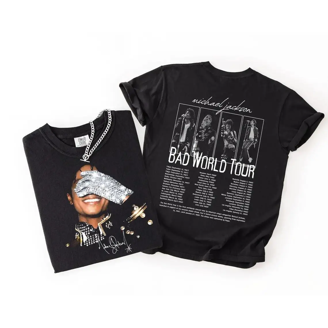 Comfort Colors Michael Jackson Tee, Michael Jackson Bad World Tour 1987 T-Shirt, King Of Pop Unisex Fan Gift Vintage Fit