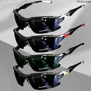 Polarized Sports Eyewear 4 Packs, Rimless Lightweight Windproof Sunglasses, Sun Protection Eye Wear for Men and Women, Suitable for Driving Fishing Baseball Outdoor Activities, Square Cat Eye Oversized Casual Daily Eyeglasses as Adult Festival Gifts