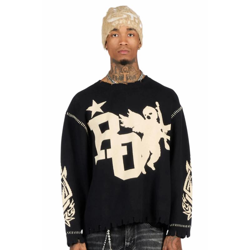 Pluton Black Knit Sweater