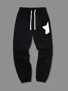 Men's Star Print Drawstring Waist Sweatpants, Casual Pocket Jogger Pants for Summer, Men Bottoms for Daily Wear, Banded Bottom Sweatpants