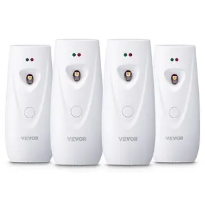 VEVOR Automatic Air Freshener Spray Dispenser, 4-Pack, Wall Mounted or Free Standing, Battery Operated, Multiple Time Settings for Home, Indoor, Bathrooms, Offices, Hotels, Commercial Places, White