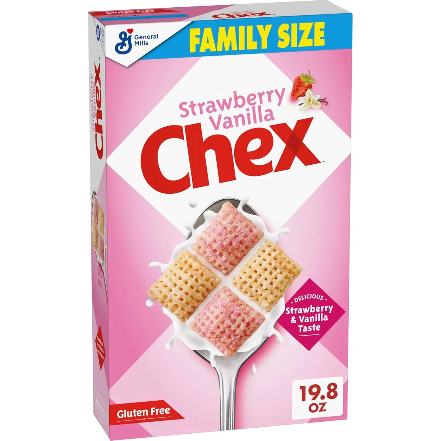 Strawberry Vanilla Chex Cereal, Gluten Free Breakfast Cereal, Made with Whole Grain, Family Size, 19.8 oz