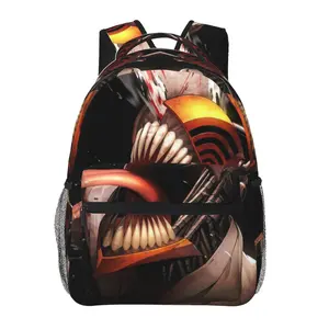 Chainsaw Man all-over print large-capacity laptop backpack for daily commuting, business, hiking, casual cartoon merch, travel daypack, school bag—gift for kids, women, and men