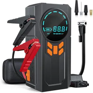 Jump Starter with Air Compressor 5000A 150PSI Battery Jumper Starter Portable 12V Jump Box Car Battery Jump Starter with Smart Jumper Cables 3 Modes Flashlight LCD Display