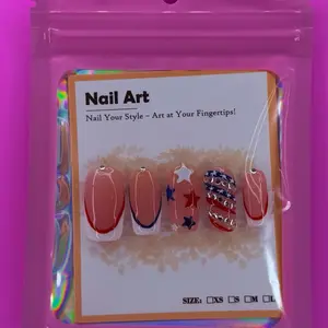 Handmade Press On Nails, Salon Quality Nail Tips Kit, 4th of July Themed Beauty Products for Decoration