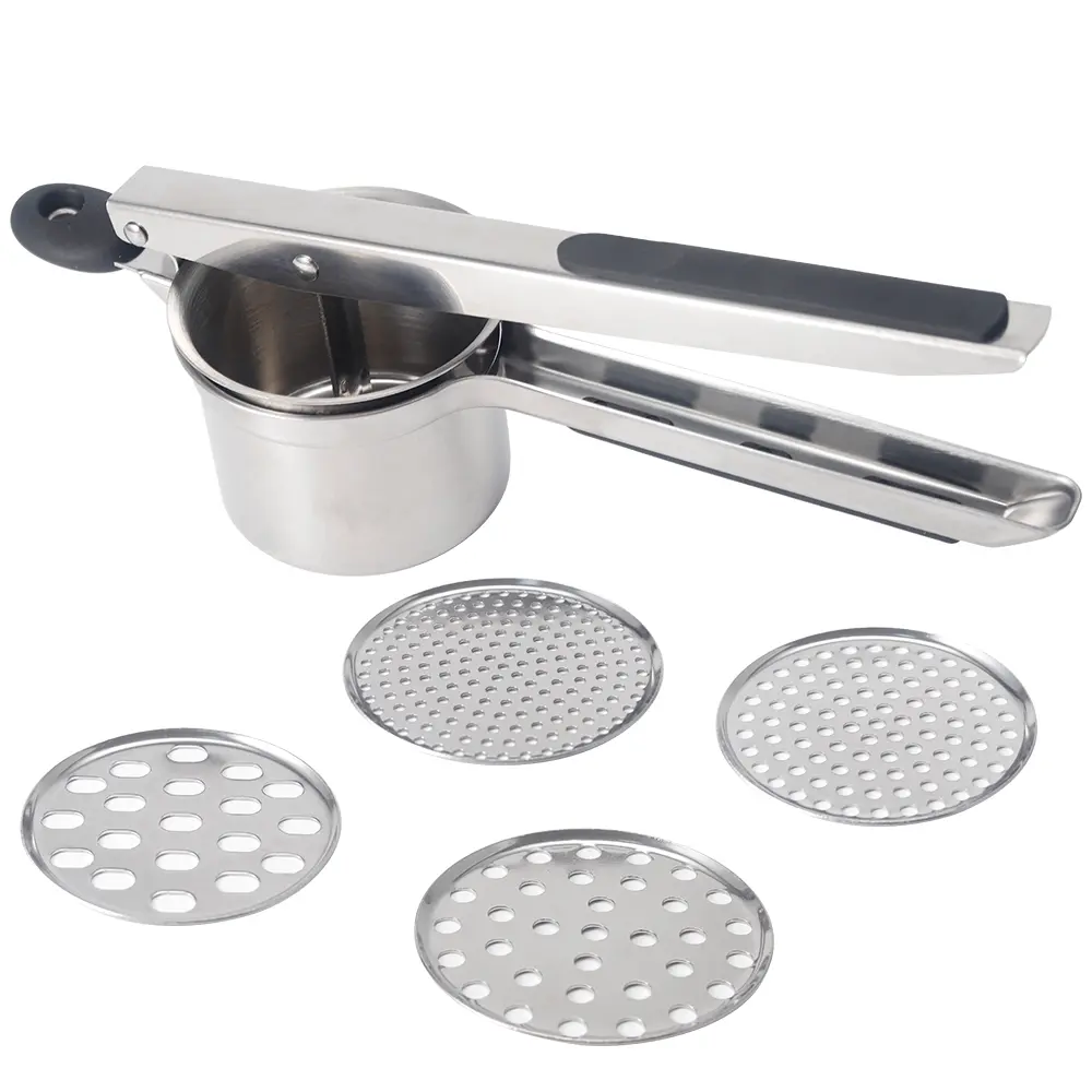 Potato Ricer For Mashed Potatoes Stainless Steel Make Fluffy Smooth Mashed Potatoes & Rice Cauliflower, Vegetables, Professional Kitchen Tool