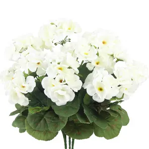 4 Artificial Geranium Sprays,Realistic Long-Stem Artificial Begonia Flowers | UV Resistant Fake Flowers for Outdoor Planters, Porch & Yard Decor, Outdoor Centerpieces & Filler Flowers