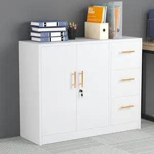 Large Metal Sideboard Buffet Cabinet with 2 Doors and 3 Drawers, Lateral Cupboard Console Coffee Wine Bar with Lock,Storage Accent Cabinets for Kitchen Dining Room, Living Room,Entryway