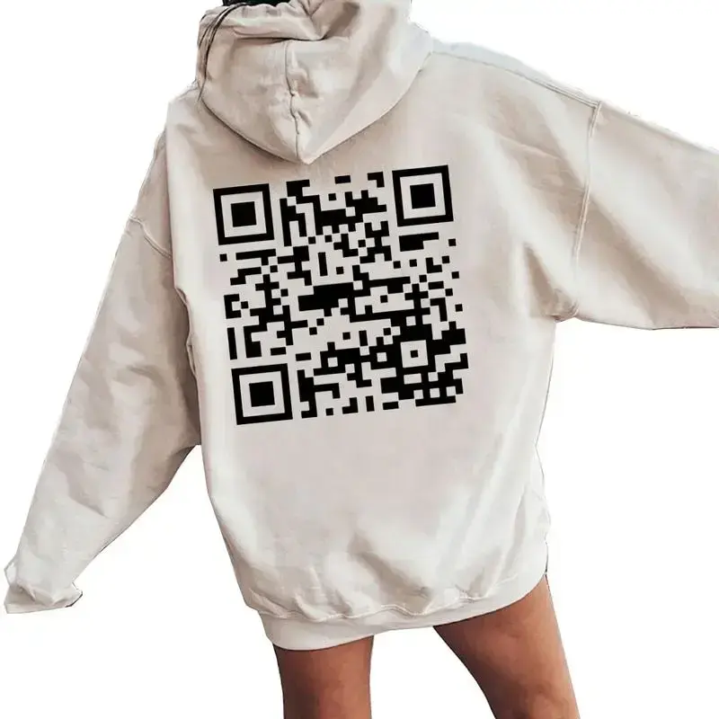 Hoodie QR code, men's and women's gifts, humorous streetwear hoodie classic fabric Hoodie QR code, men's and women's gifts, humorous streetwear hoodie classic fabric