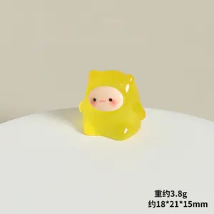 Light Yellow Mini 3D Ghost Sprite Statues Glow-in-the-Dark DIY Decor Keychain Charms for Makeup Cosmetic Smooth Resin Figurines for Car Dashboard & Desk Daily