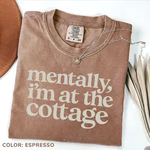 Comfort Colors Mentally I'm At the Cottage T Shirt, Bookish Hockey Romance Boxy Crop Top, Heated Rivalry Reader Tee, BookTok Aesthetic Shirt, Cozy Romance Reader Gift