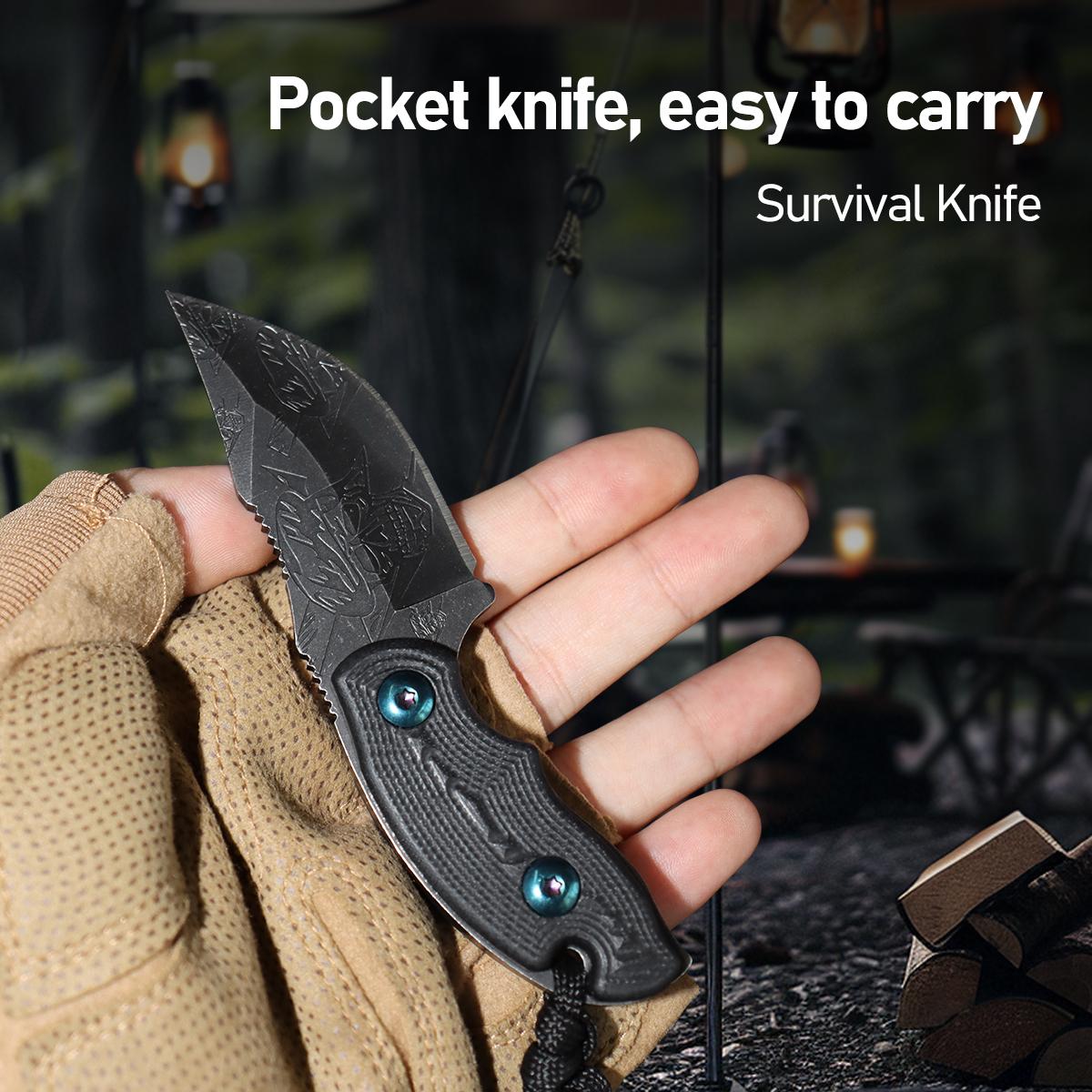 Portable EDC multifunctional skeleton tactical outdoor knife with an ergonomic handle; includes a sheath for easy everyday carry; outdoor cutting tool designed specifically for climbing and fishing; essential gear for camping and hiking.