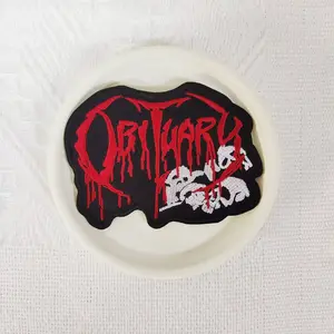 1PCS Obituary Punk style Embroidered Patch with White Skull and Blood Flow Effect Design, DIY Decorative Patch Patch for Hats, Bags, Shoes, and Clothing, Durable Material with Hot Melt Adhesive Back for Stitching, Ironing, and Washing Resistance