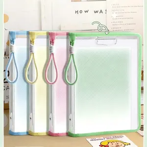 4-Piece Set A4 Light Color Handheld File Bags, High-Style Book Bag, Transparent Zipper Document Organizer, Office Stationery