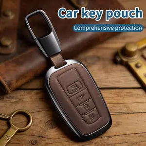 Autophone for Toyota Key Fob Cover with Keychain genuine leather Key Shell Case,For 2019-2026 Rav4 2020-2022 Highlander Corolla Prius 2018-2024 Camry C-HR Avalon GT86 2021-2024 4runner