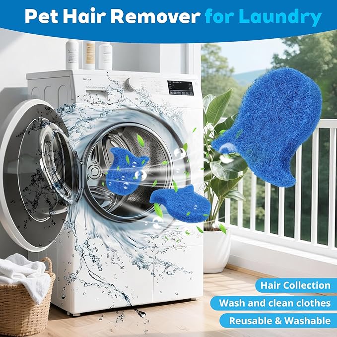 6PCS Pet Hair Remover for Laundry Reusable Dog & Cat Hair Catcher Microfiber Gentle Laundry Tool for Washing Machine Dryer Chemical-Free Cleaning - Washer